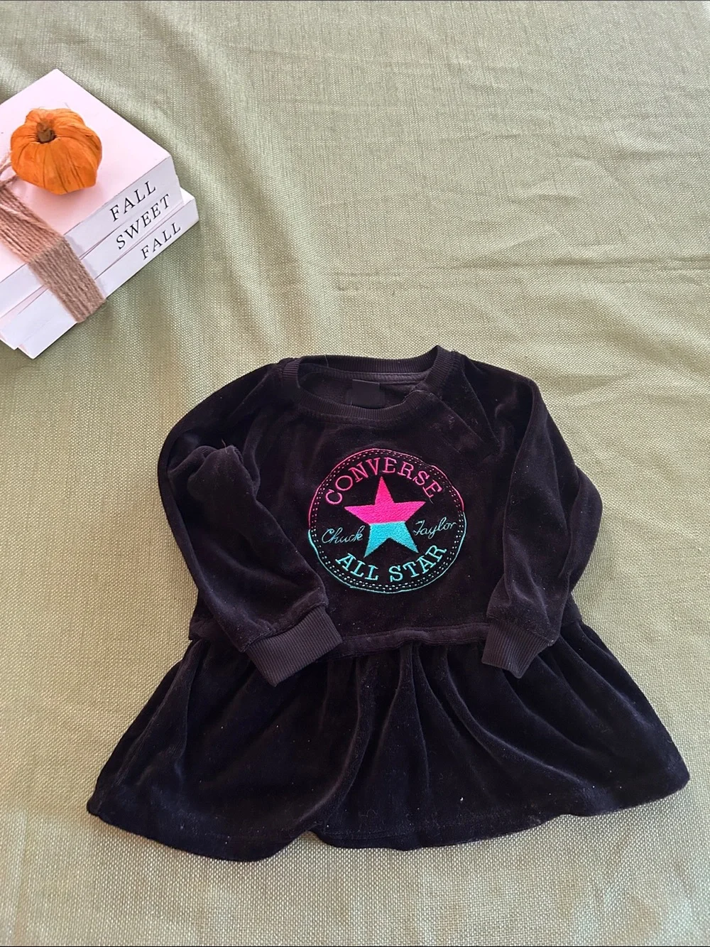 Converse Kids Black Sweatshirt with Pink & Teal Star Patch
